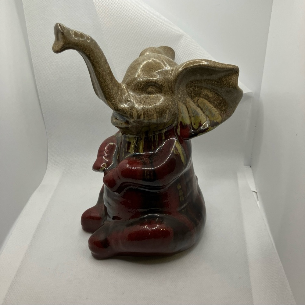 Apropos Home Collection Elephant 9.75" Ceramic Figurine Good Luck Brown Drip